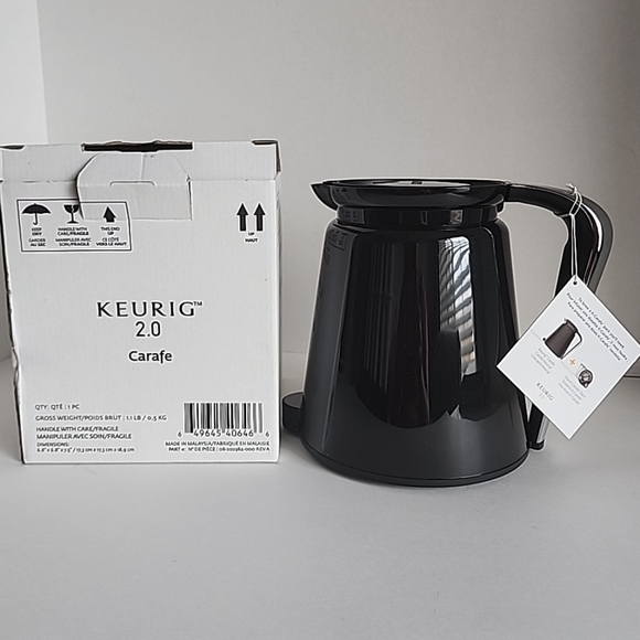 Keurig Kitchen New Keurig 2 Thermal Carafe Black With Silver Chrome Handle Kcarafe Cups New